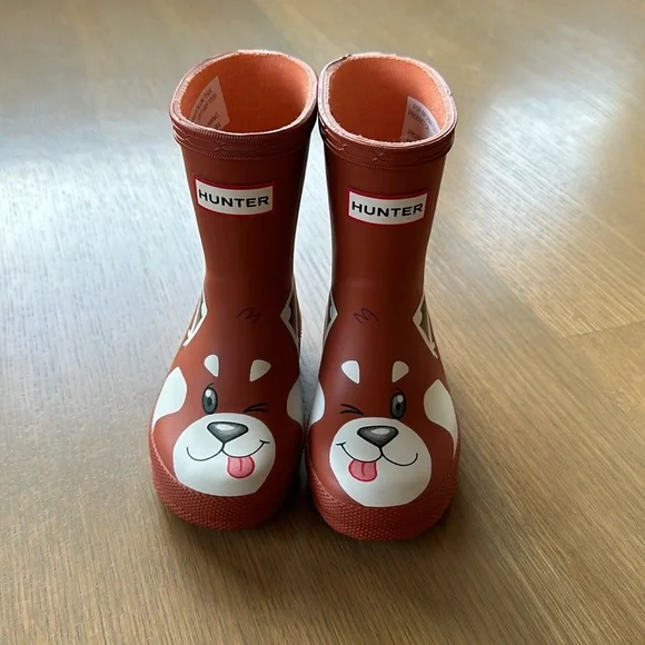 Hunter Kids First Classic Panda Wellington Boots Red Panda Face - Picture 9 of 15
